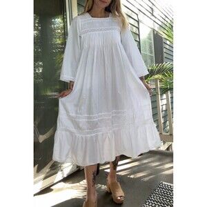 1 For U White Lace Women’s Nightgown Size M Prairie Cottagecore Eyelet Dress